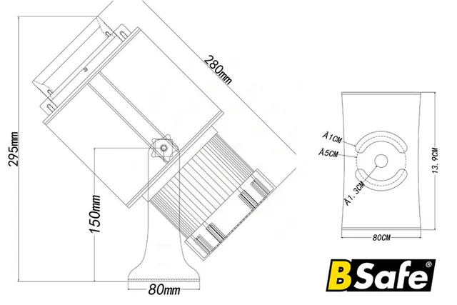 LED strek-prosjektor 100W Med brakett, 230V driver og lengdebegr. 