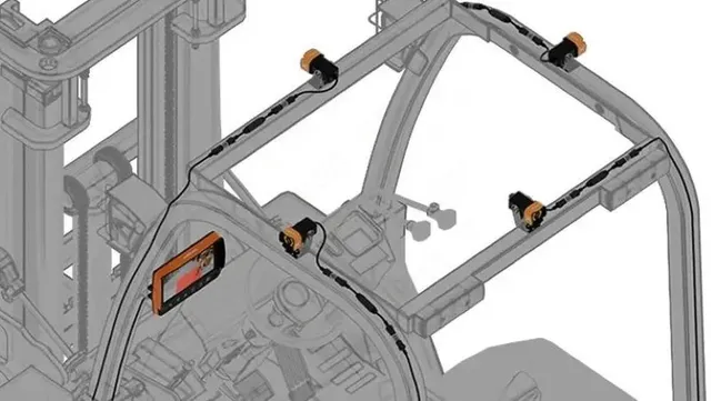 AI-antikollisjon kamera system m/skjerm Ink. kabelsett, klar til bruk, 12-32VDC 
