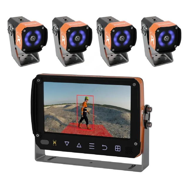 AI-antikollisjon kamera system m/skjerm Ink. kabelsett, klar til bruk, 12-32VDC 