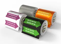 Rørmerke ISO14726 til skip og marine Med tekst og pil, Standard, 160mmx25m