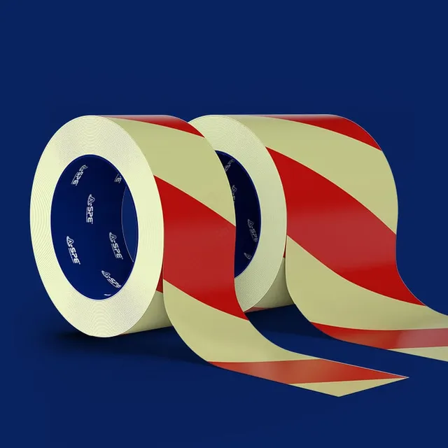 Reflekterende tape, hvit/rød Diagonale striper 