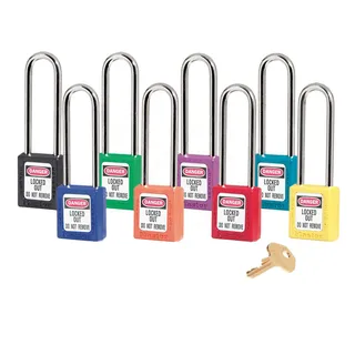 LOTO lås (38x76x6mm) metal KA-LT Masterlock lås lang bøyle, lik nøkkel