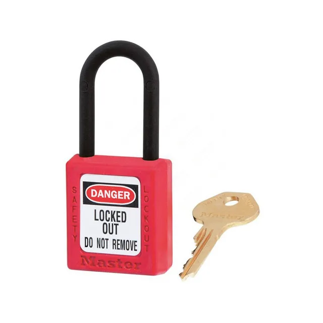 LOTO lås (38x38x6mm) "elektro" KA-MK Masterlock hengelås, lik nøkkel + master 