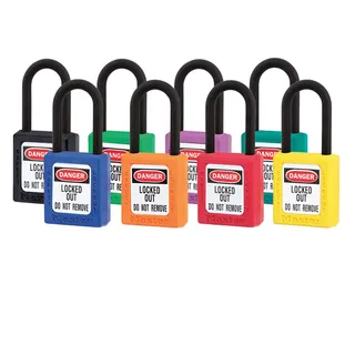 LOTO lås (38x38x6mm) "elektro" KA Masterlock hengelås,serie med lik nøkkel