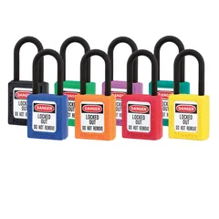 LOTO lås (38x38x6mm) "elektro" KD Masterlock hengelås, ulik nøkkel pr lås