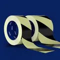 Reflekterende tape, gul/sort, 50mmx10m Diagonale striper