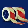Reflekterende tape, hvit/rød 100mmx10m Diagonale striper
