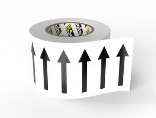 Rørmerke ISO14726 pil sort/hvit 70mmx25m Standard, til fargekodet merking