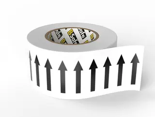 Rørmerke ISO14726 pil sort/hvit 40mmx25m Standard, til fargekodet merking