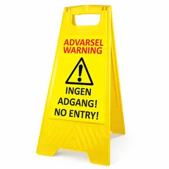 Varselpost gul, ingen adgang/no entry 600x300mm