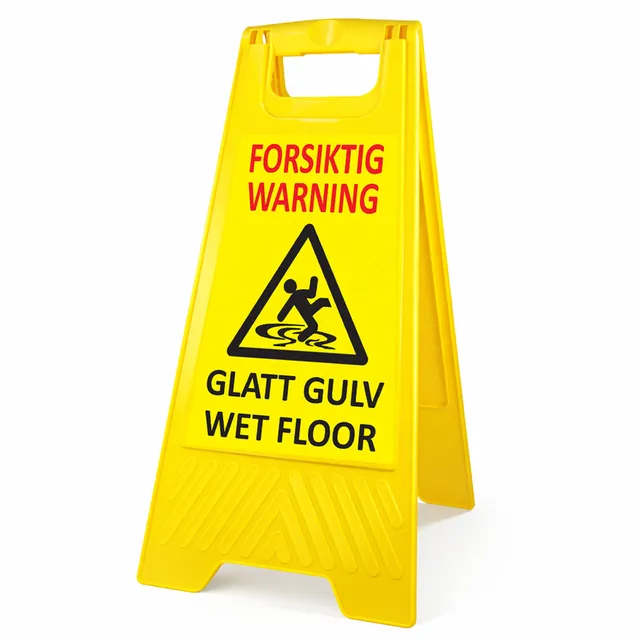 Varselpost gul, glatt gulv/wet floor 600x300mm 