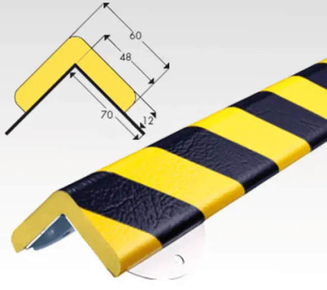 Kantbeskytter H+ sort/gul 60x60mmx1m Selvklebende vinkel, 48x48mm innvendig 