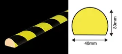 Kantbeskytter C sort/gul 40mmx1m Selvklebende halvsirkel 30x40mm (HxB)