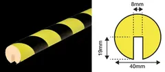 Kantbeskytter B sort/gul 40mmx1m Sirkel med åpning 19x8mm (HxB)