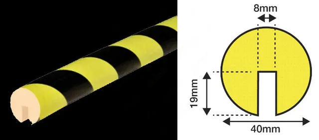 Kantbeskytter B sort/gul 40mmx1m Sirkel med åpning 19x8mm (HxB) 