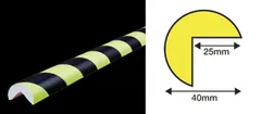 Kantbeskytter A sort/gul 40mmx1m Selvklebende halvmåne hjørne Ø25mmx2
