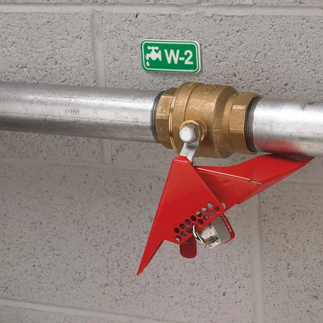 LOTO kuleventil stål rød 10x60 (7mm) Masterlock ventil lukket posisjon 