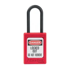 LOTO lås rød(35x38x4,76mm) elektro KAMK Masterlock lås serie + master