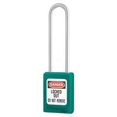 LOTO lås turkis (35x76x4,76) metal KD Masterlock lås, ulike nøkler lang bøyle