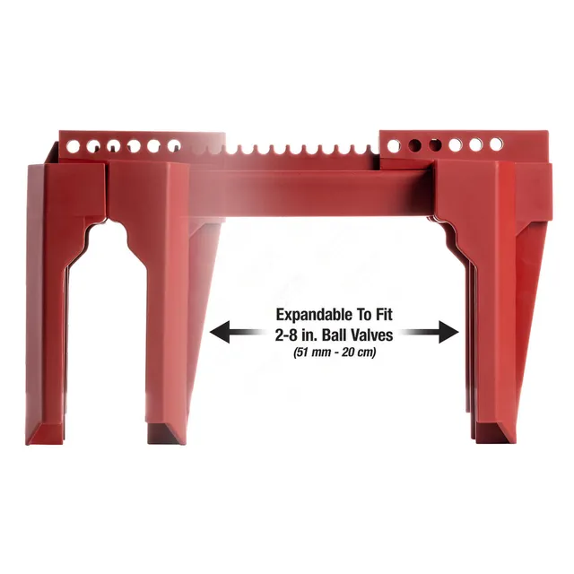 LOTO kuleventil lock 50-200 mm lukket Masterlock rød plast 