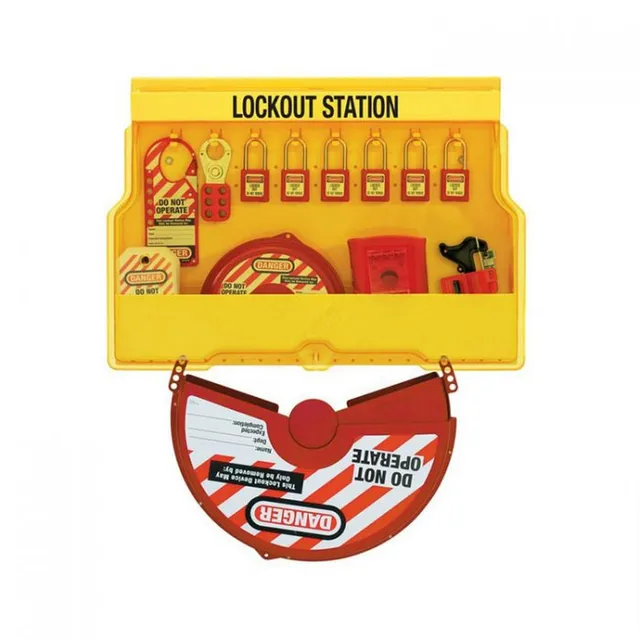 LOTO skap "Focus" plast med deksel Masterlock (H=390, B=550, D=100) gul 