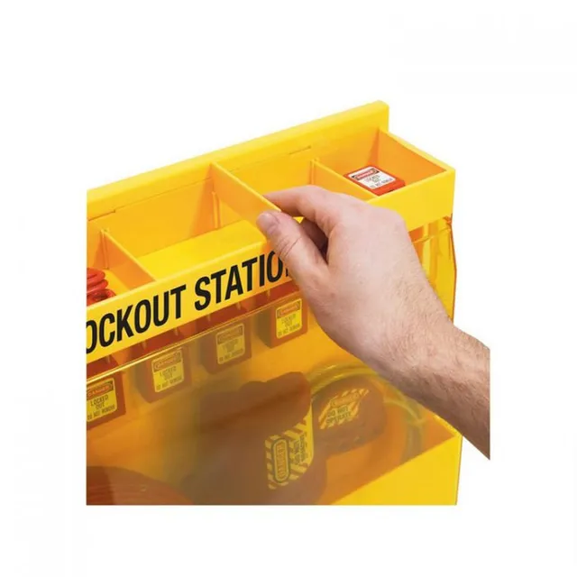 LOTO skap "Focus" plast med deksel Masterlock (H=390, B=550, D=100) gul 