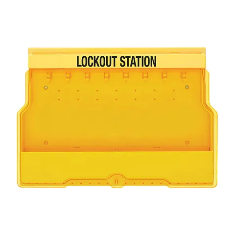 LOTO skap "Focus" plast med deksel Masterlock (H=390, B=550, D=100) gul