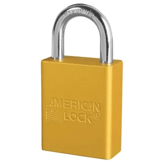 LOTO alu hengelås gul 1 nøkkel KD Masterlock (B=38x46mm)+(S=25x20x6mm)