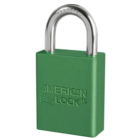 LOTO alu hengelås grønn 1 nøkkel KD Masterlock (B=38x46mm)+(S=25x20x6mm)