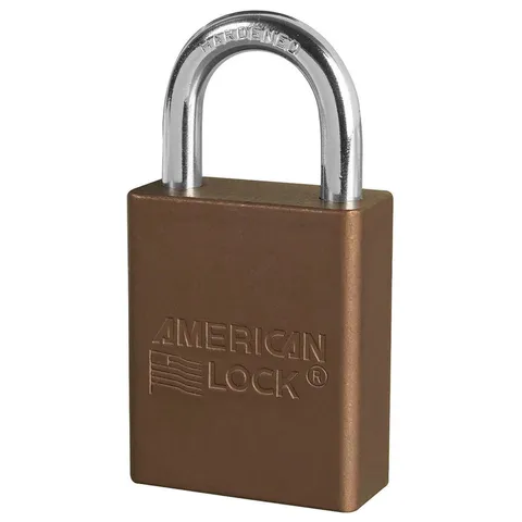 LOTO alu hengelås brun 1 nøkkel KD Masterlock (B=38x46mm)+(S=25x20x6mm)