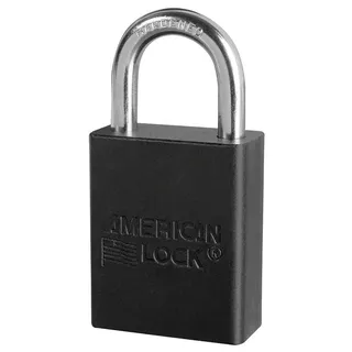 LOTO alu hengelås sort 1 nøkkel KD Masterlock (B=38x46mm)+(S=25x20x6mm)
