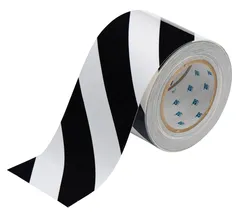 Gulvtape sterk, sort/hvit 101mm x 30m