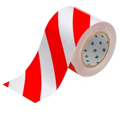 Gulvtape sterk, rød/hvit 101mm x 30m