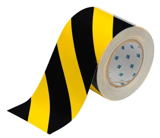 Gulvtape sterk, sort/gul 101mm x 30m