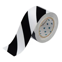 Gulvtape sterk, sort/hvit 76mm x 30m