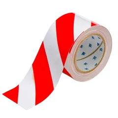 Gulvtape sterk, rød/hvit 76mm x 30m