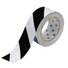 Gulvtape sterk, sort/hvit 50mm x 30m