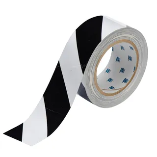 Gulvtape sterk, sort/hvit 50mm x 30m