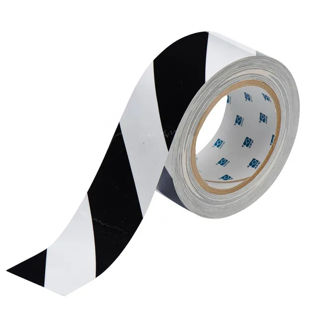 Gulvtape sterk, sort/hvit 50mm x 30m 