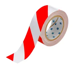 Gulvtape sterk, rød/hvit 50mm x 30m