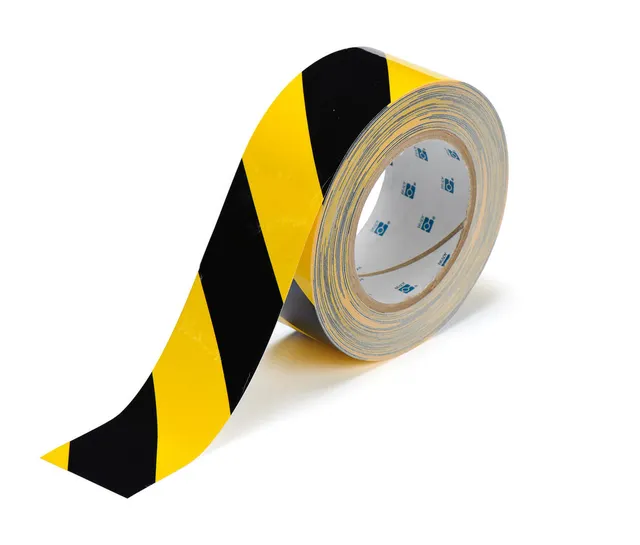 Gulvtape sterk, sort/gul 50mm x 30m 