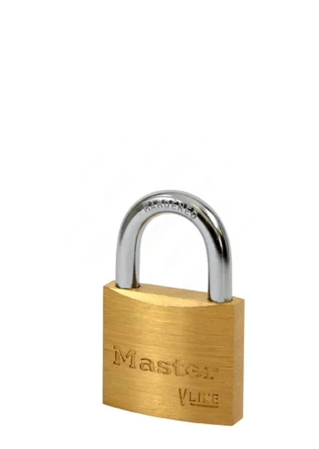 Hengelås messing bøyle 22 x 6 mm KA Masterlock lås 40 x 33 mm, like nøkler 
