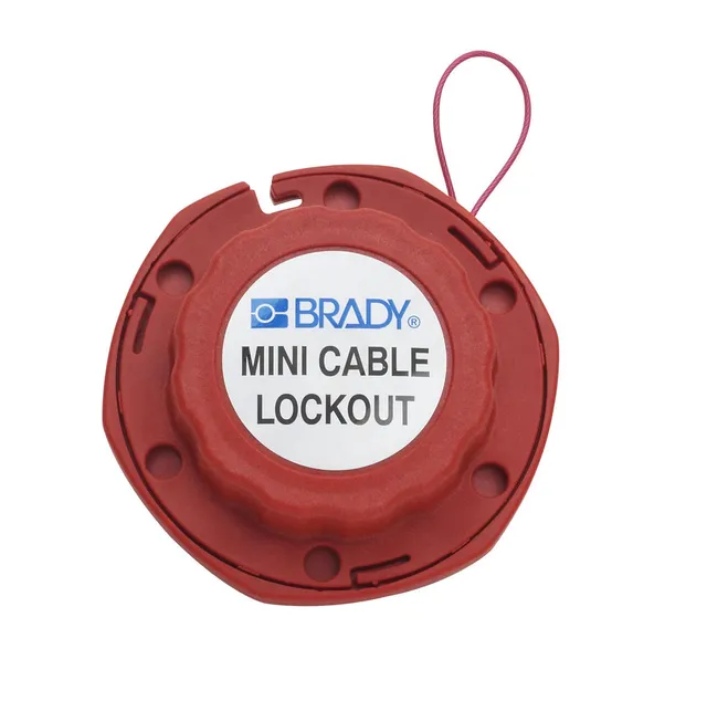 LOTO mini cable lock Ø1,6 mm x2,44 mtr Brady stål wire isolert rød 