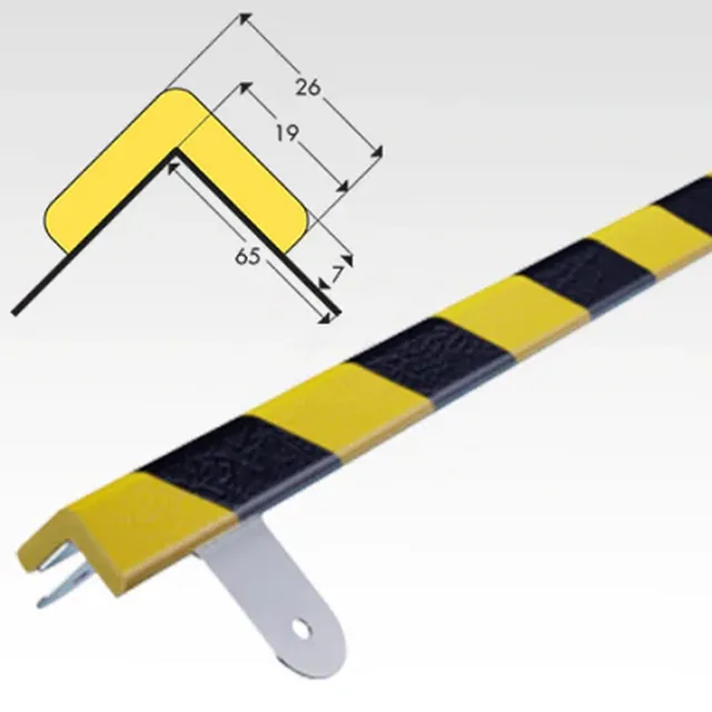 Kantbeskytter E sort/gul 26x26mmx1m Selvklebende vinkel, 19x19mm innvendig 
