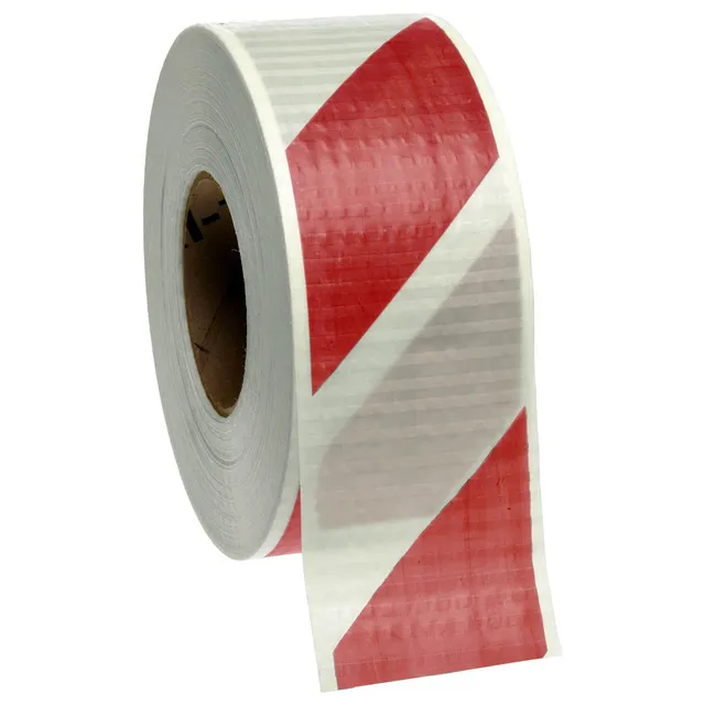 BRADY Hvit Rød Sperrebånd 75mmx100m Supersterk polyethylenefilm 