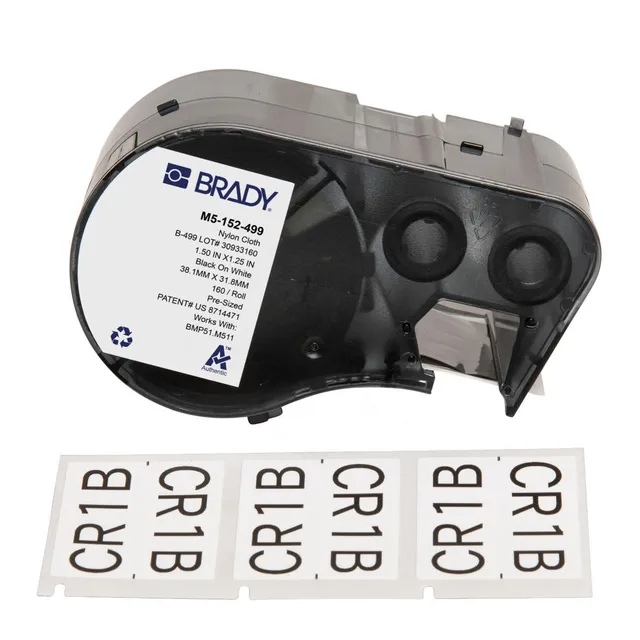 BRADY Svart på Hvit Nylon 25,4 x 9,53mm Permanent, M5x 