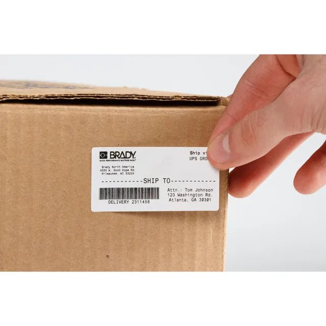 BRADY Hvit Polypropylene 76,2 x 25,4mm Permanent, kontinuerlig, utendørs, B3x 