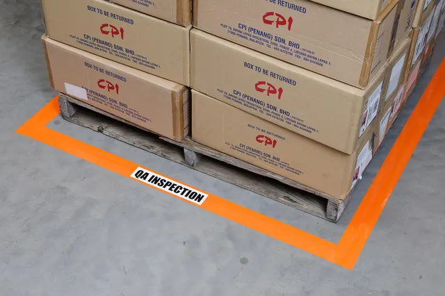 Gulvtape sterk, oransje 50mm x 30m 