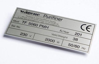 Gravert skilt, aluminium Overflate gravert med laser