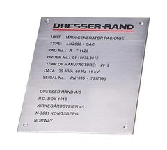 Gravert skilt, syrefast stål Overflate gravert med laser